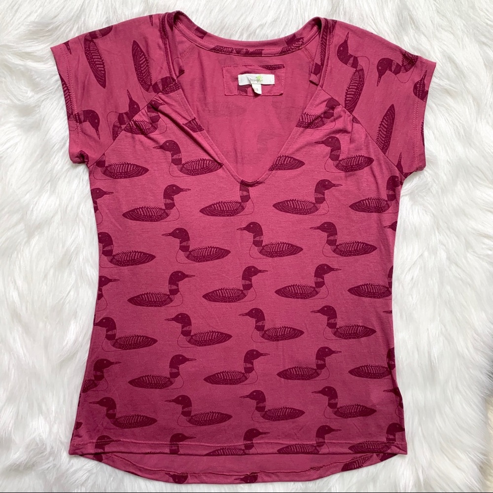 SOLD-Anthropologie Mallard Print Pink Tee - Picture 5 of 8